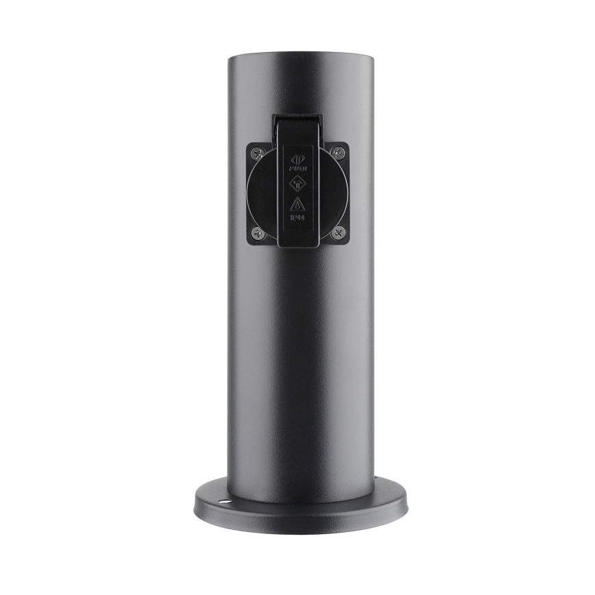 Borne prises électriques extérieure 2Z 230V IP44 noir arrondi