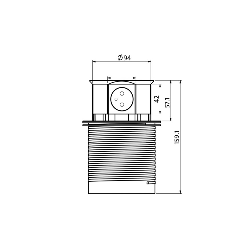 Borne prises pour plan de travail 2x230V + 2xUSB