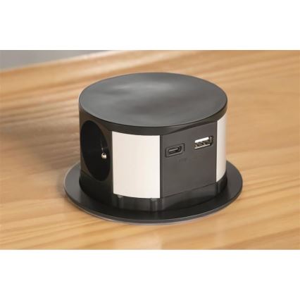 Solight PP100USBC-B - Colonne de prises pour table 3x230V + 2xUSB noir