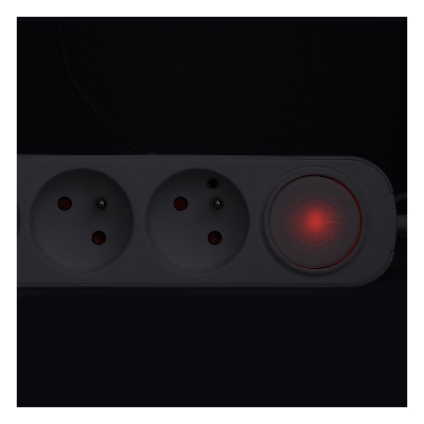 Multiprise 3 prises avec interrupteur et ports USB‑A et USB‑C, câble 2 m