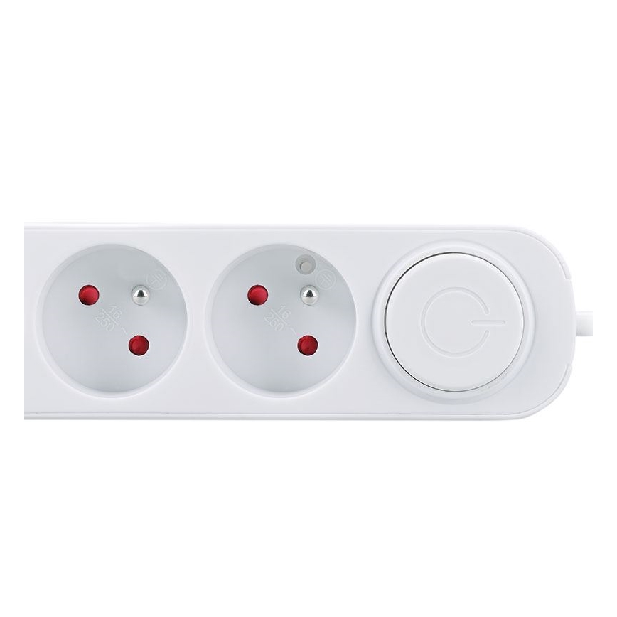 Multiprise 3 prises avec interrupteur et ports USB‑A et USB‑C, câble 2 m