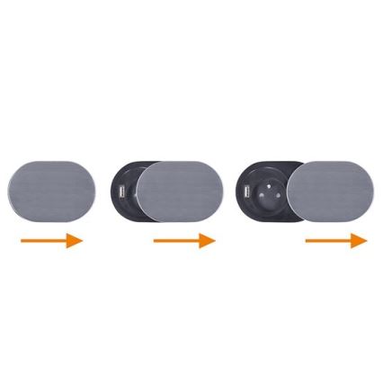 Prise encastrable USB avec cache coulissante 10A/230V