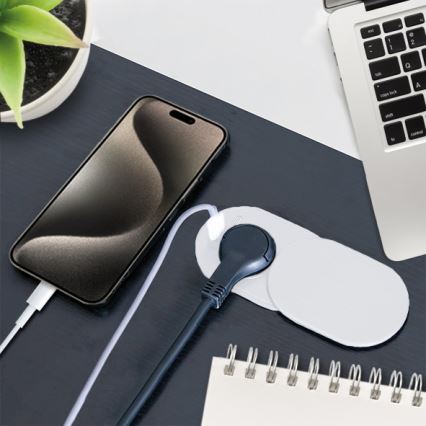 Prise encastrée 20W, 1 prise + USB A+C, blanche