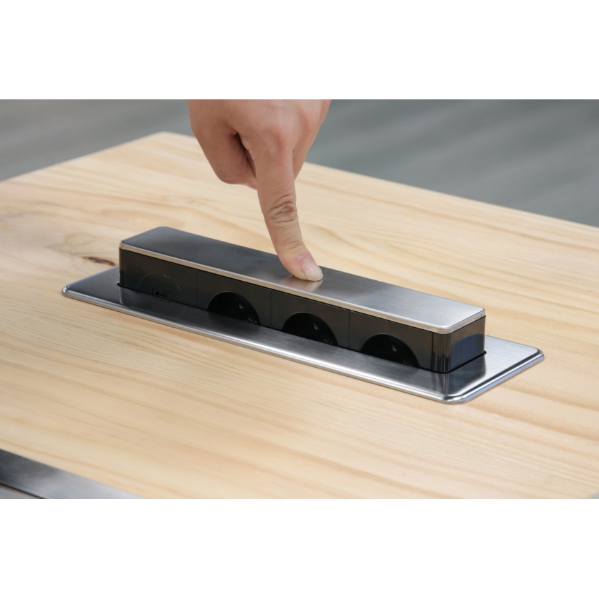 Colonne de prises encastrable pour plateau de bureau 3x230 V + USB-A + USB-C