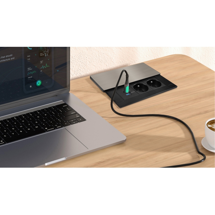 Prise encastrable 65W 2 prises + USB-A + USB-C