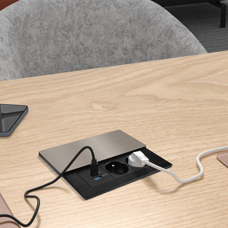 Prise encastrable 65W 2 prises + USB-A + USB-C