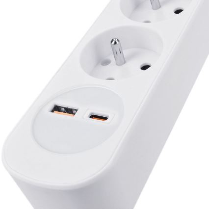 Multiprise 5 prises avec interrupteur et ports de charge USB-A et USB-C, câble 3 m