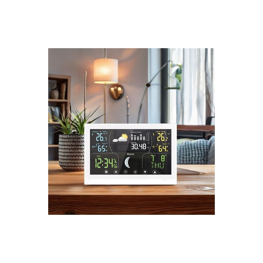 Station météo blanche à écran couleur 5V/2xAAA