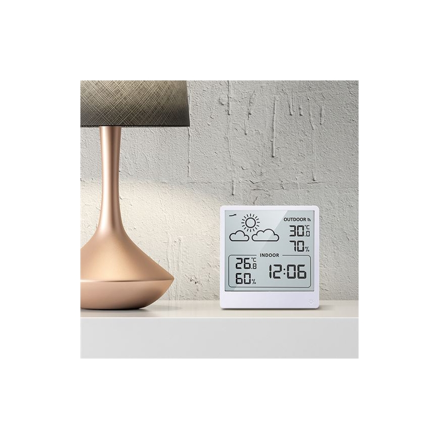 Thermomètre numérique 5V/2xAAA + 2xAAA blanc