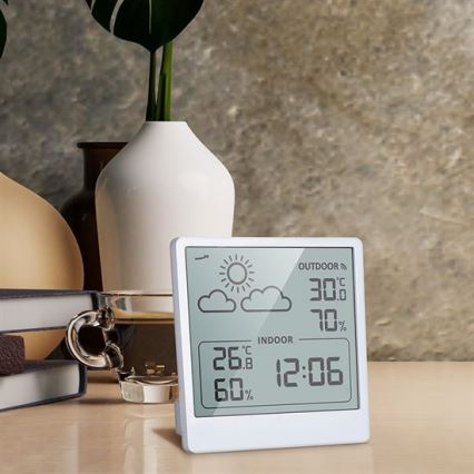 Thermomètre numérique 5V/2xAAA + 2xAAA blanc