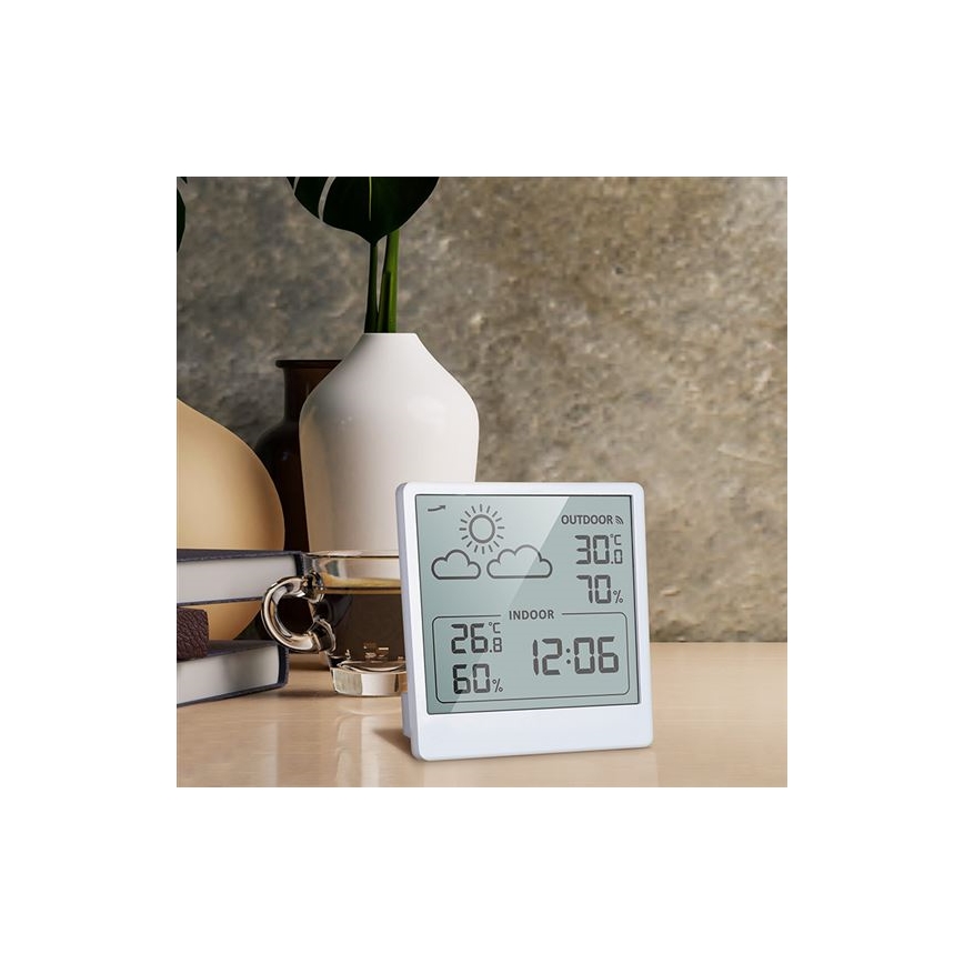 Thermomètre numérique 5V/2xAAA + 2xAAA blanc