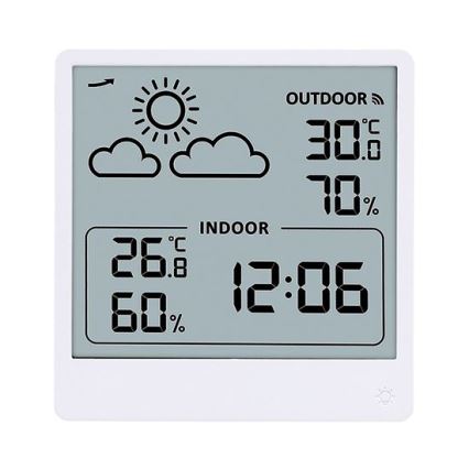 Thermomètre numérique 5V/2xAAA + 2xAAA blanc