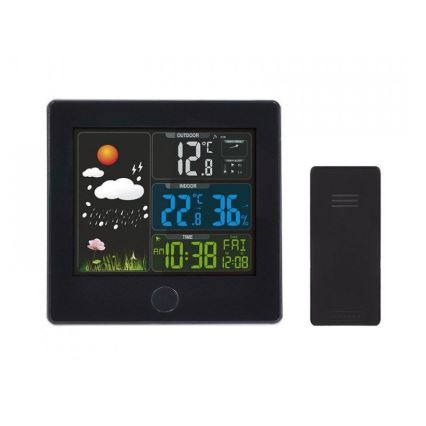 Station météo avec écran LCD 230V/2xAAA + 2xAAA noir