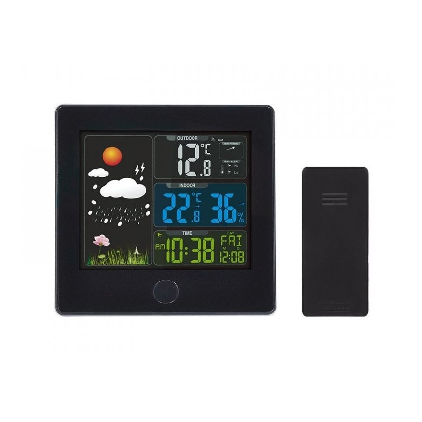 Station météo avec écran LCD 230V/2xAAA + 2xAAA noir