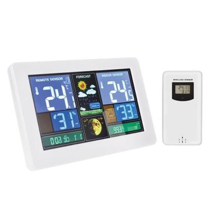 Station météo avec écran LCD avec chargeur USB blanc