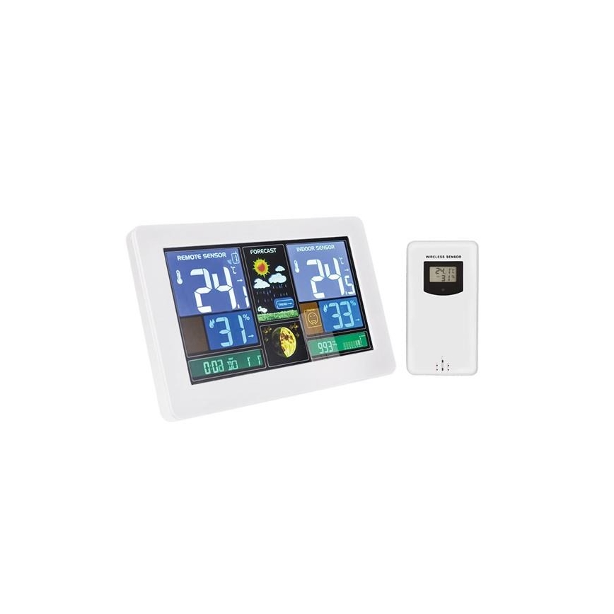 Station météo avec écran LCD avec chargeur USB blanc