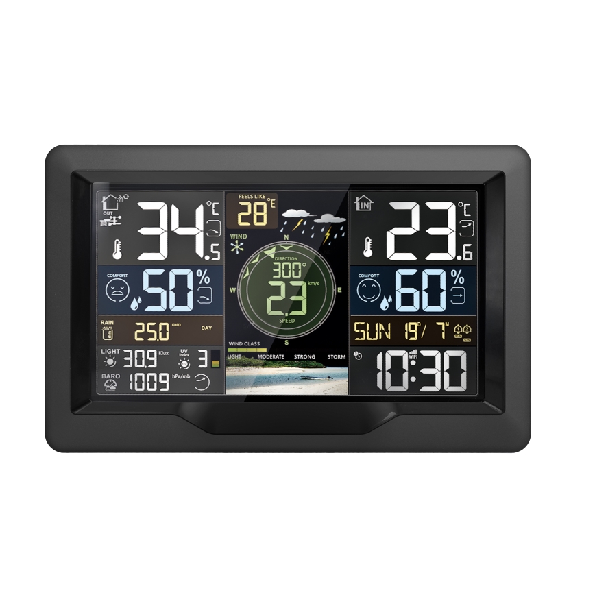 Station météo professionnelle avec écran couleur LCD 5V/2xAA + 3xAA + 2xAA Wi-Fi Tuya