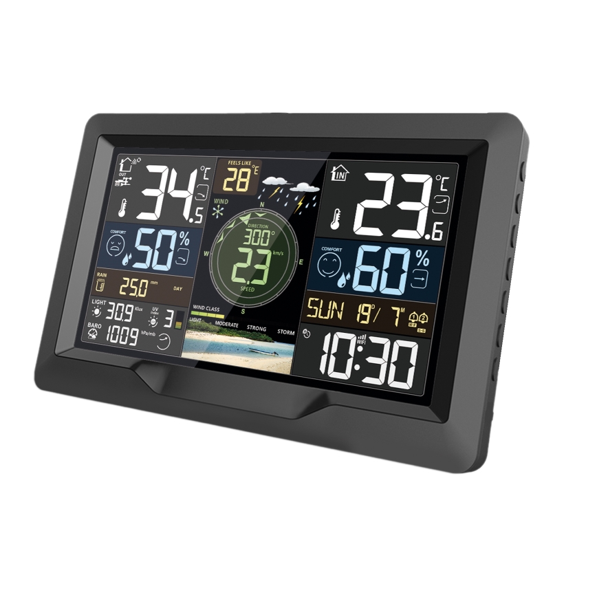 Station météo professionnelle avec écran couleur LCD 5V/2xAA + 3xAA + 2xAA Wi-Fi Tuya
