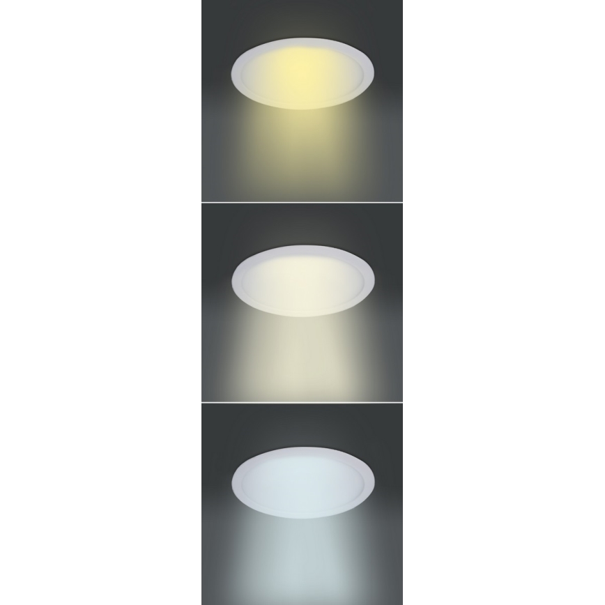 Luminaire encastré LED 18W 230V — 3000/4000/6000K (3 températures de couleur) — Ø 22,5 cm — blanc