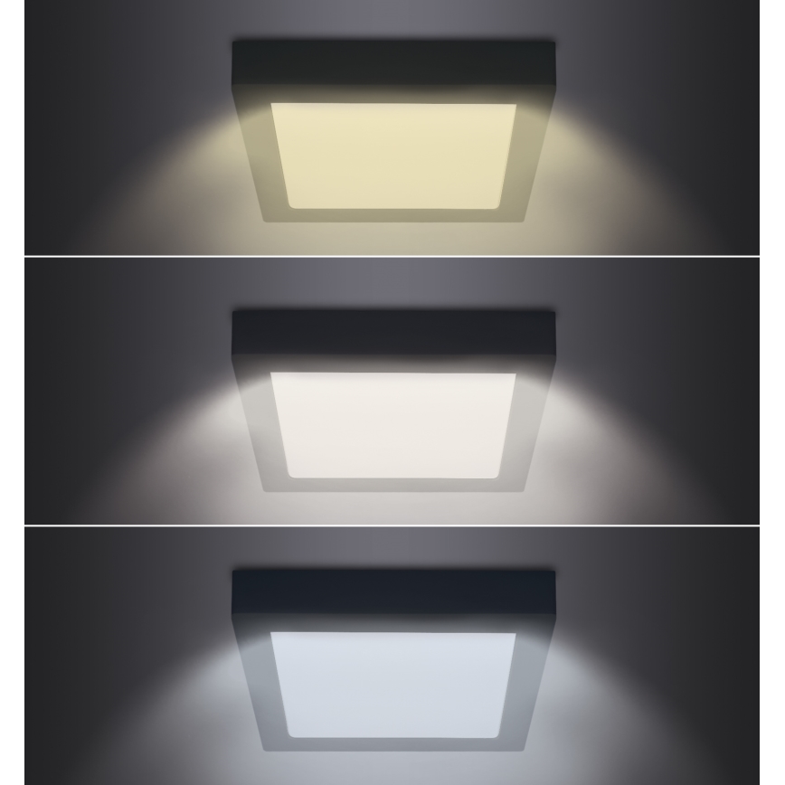 Plafonnier LED/24W/230V 3000/4000/6000K noir angulaire