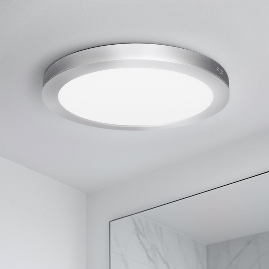 Panneau LED 2 en 1 pour montage en surface ou encastré 24W/230V 3000/4000/6000K Ø 30 cm IP54 argenté