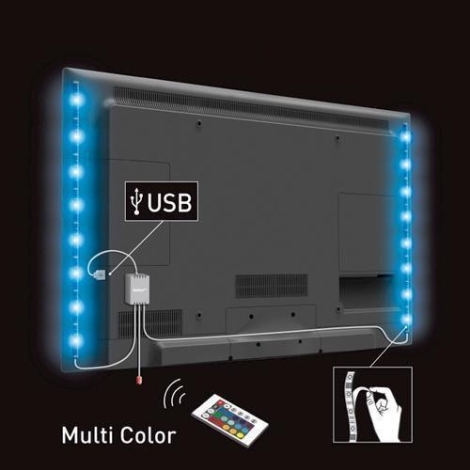 Ruban LED TV USB, 2 x 80 cm, changement de couleurs, EntertainLED