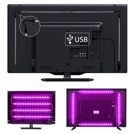 Solight WM58 - Ruban LED RGB pour TV LED/6W/5V Wi-Fi Tuya + télécommande  0,5m