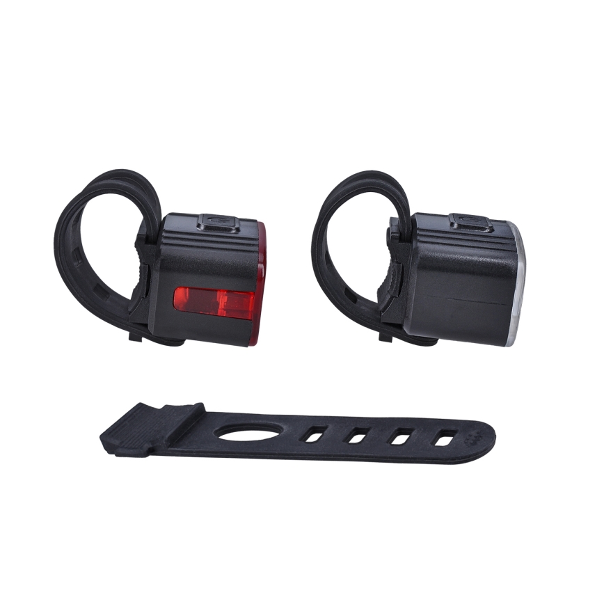 SET 2x LED Luminaire vélo rechargeable à intensité variable 350 mAh IP44 rouge/blanc