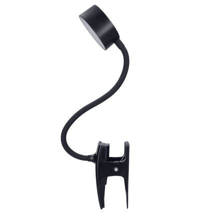 Lampe de table flexible à intensité variable et rechargeable avec pince LED/2W/1800 mAh 3000/4000/6500K noir