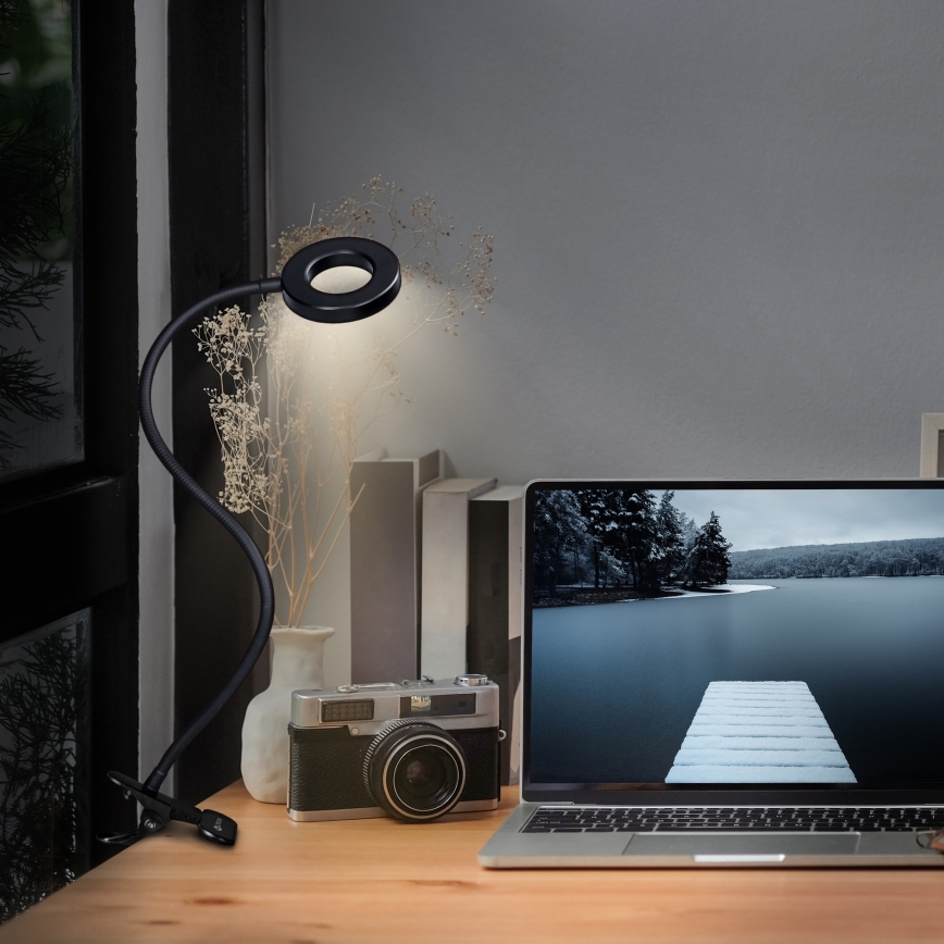 LED Lampe de bureau dimmable à pince LED/8W/230V 3000/4000/5000K noire
