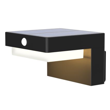 Applique murale solaire LED avec détecteur de mouvement et crépuscule PALERMO LED/5W/3,7V 2000 mAh IP54 noir