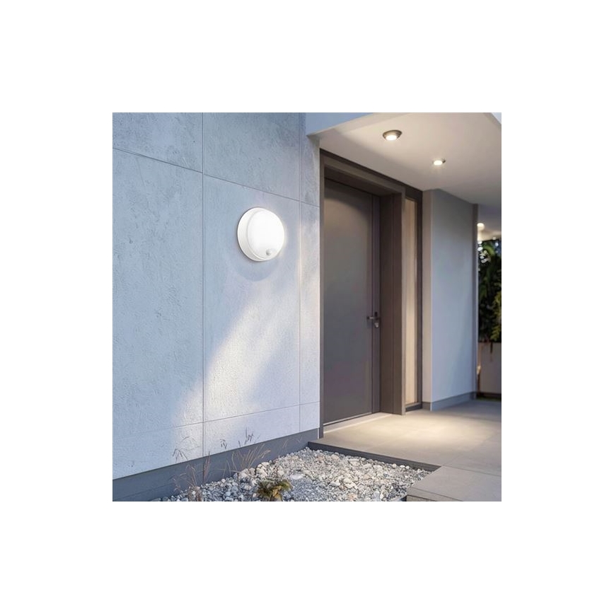 Applique murale d'extérieur LED avec capteur 2 en 1 LED/20W/230V 3000/4000/6500K IP65 Ø 22 cm