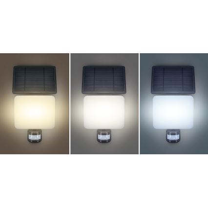 Projecteur solaire avec détecteur de mouvement LED/11W/3,7V 4400mAh 3000K/4000K/6500K IP54