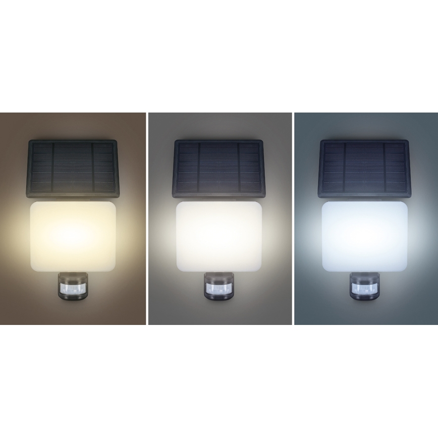 Projecteur solaire avec détecteur de mouvement LED/11W/3,7V 4400mAh 3000K/4000K/6500K IP54