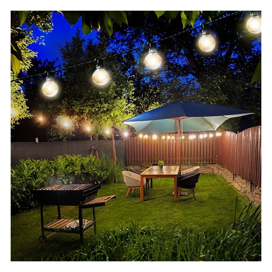 Guirlande lumineuse LED d'extérieur GIRLANDA — 25 ampoules E12, 20 m, IP44, blanc chaud