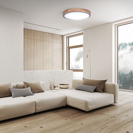 Plafonnier LED dimmable IRON OAK LED/48W/230V 3000–6500K chêne Ø 40 cm + télécommande