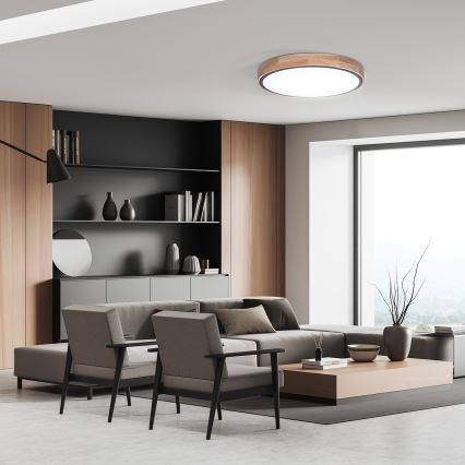 Plafonnier LED dimmable IRON OAK LED/48W/230V 3000–6500K chêne Ø 40 cm + télécommande