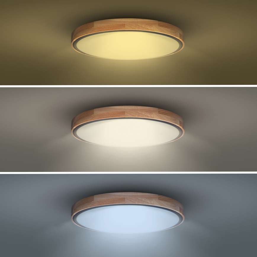 Plafonnier LED dimmable IRON OAK LED/48W/230V 3000–6500K chêne Ø 40 cm + télécommande
