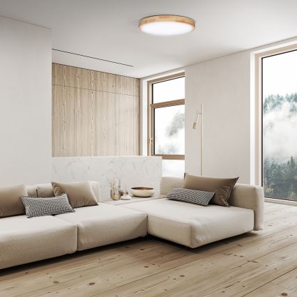 Plafonnier à intensité variable SOLID OAK LED/48W/230V 3000-6500K chêne d. 39 cm + télécommande