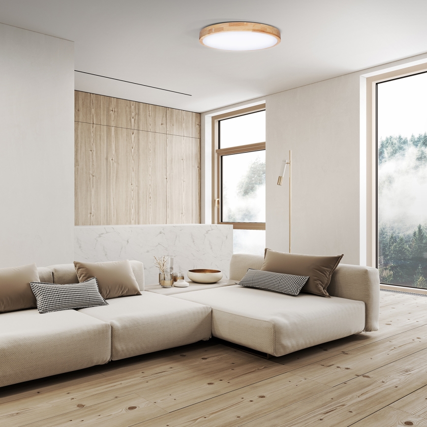 Plafonnier à intensité variable SOLID OAK LED/48W/230V 3000-6500K chêne d. 39 cm + télécommande