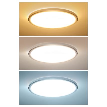 Plafonnier LED ACATE pour salle de bains, 24 W, 230 V, 3000/4000/6000 K, Ø 29,3 cm, IP54