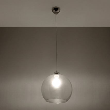 Suspension sur câble BALL 1xE27/15W/230V Ø 30 cm verre transparent/chrome brillant