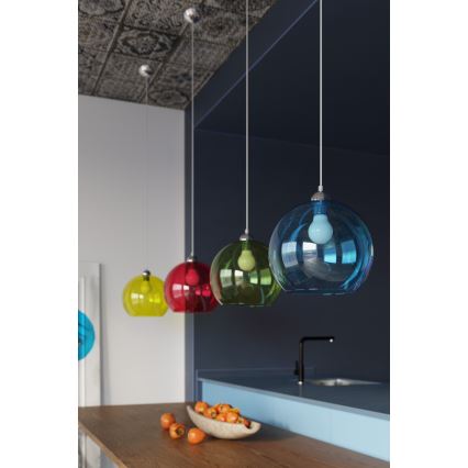 Suspension sur câble BALL 1xE27/15W/230V Ø 30 cm verre transparent/chrome brillant