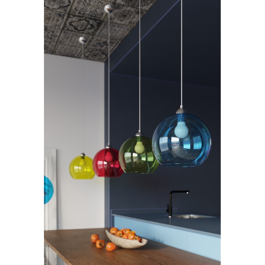 Suspension sur câble BALL 1xE27/15W/230V Ø 30 cm verre transparent/chrome brillant