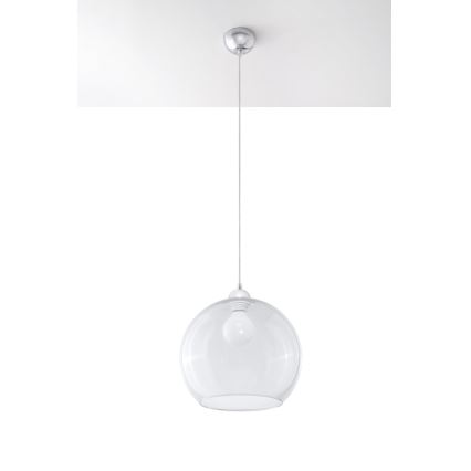 Suspension sur câble BALL 1xE27/15W/230V Ø 30 cm verre transparent/chrome brillant