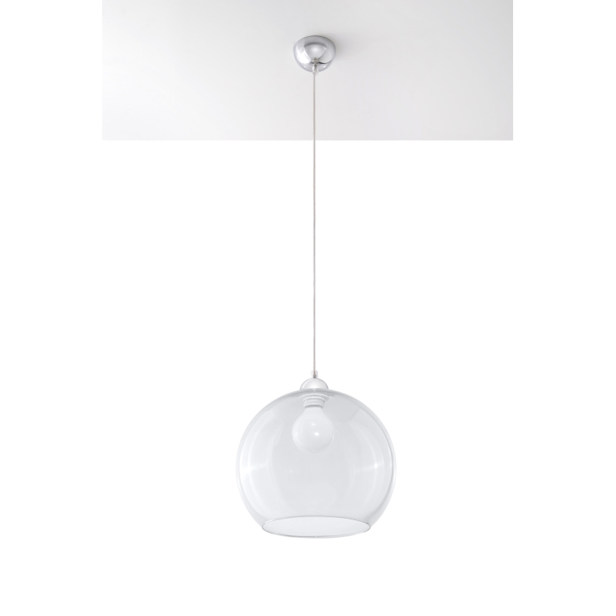 Suspension sur câble BALL 1xE27/15W/230V Ø 30 cm verre transparent/chrome brillant