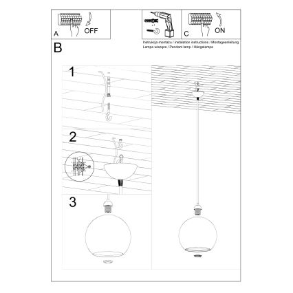 Suspension sur câble BALL 1xE27/15W/230V Ø 30 cm verre transparent/chrome brillant