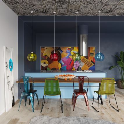 Suspension sur câble BALL 1xE27/15W/230V Ø 30 cm blanche