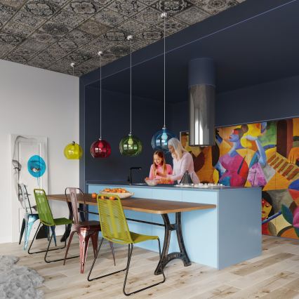 Suspension sur câble BALL 1xE27/15W/230V Ø 30 cm blanche