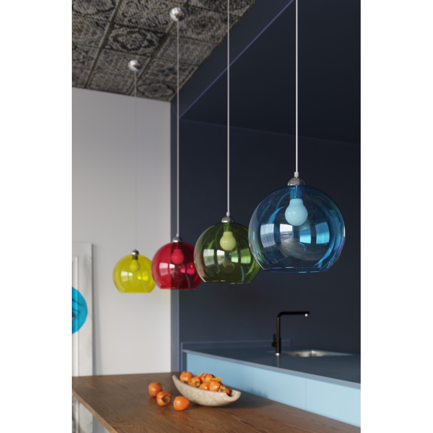 Suspension sur câble BALL 1xE27/15W/230V Ø 30 cm blanche